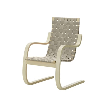Fauteuil 406 tissu noir / Alvar Aalto, 1939 - Sangles en lin - ARTEK