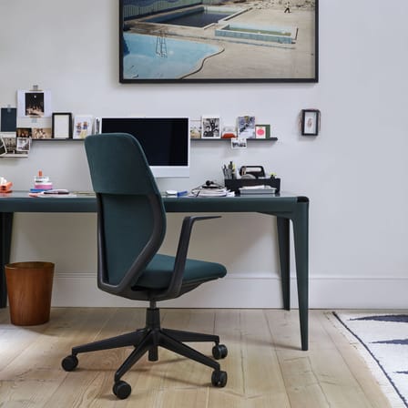 Fauteuil à roulettes ACX Soft tissu vert / Dossier tricot rembourré - Vitra