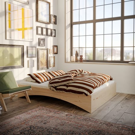 Lit double Orbit bois naturel / Pour matelas 180 x 200 cm - KARUP