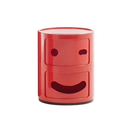 Rangement Componibili Smile N°3 plastique rouge / 2 tiroirs - H 40 cm - Anna Castelli Ferrieri, 1968 - Kartell