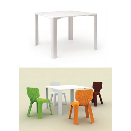 Table enfant Linus plastique bois blanc 75 cm x 75 cm - Magis