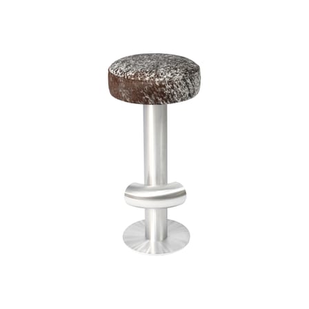 Tabouret de bar rembourré Bar / H 75 cm - Peau de vache - Axel Chay