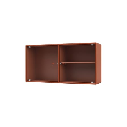 Rangement mural Ripple I bois orange / Vitrine - L 69,6 x P 20 x H 35,4 cm / Verre ondulé - MONTANA