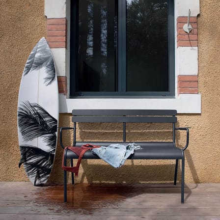 Banc avec dossier Luxembourg métal vert / 2 places - L 131 cm - Fermob