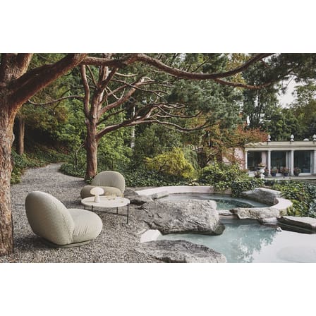 Fauteuil pivotant Pacha OUTDOOR tissu blanc beige / Pierre Paulin, 1975 - Gubi