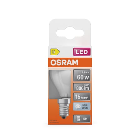 LED-Glühbirne E14 Mini Globe P45 glas weiß Frosted / 5,9W (= 60W) - Kaltes Weiß - Osram