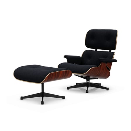 Set fauteuil & repose-pieds Lounge Chair & Ottoman tissu noir / Eames (1956) - Vitra