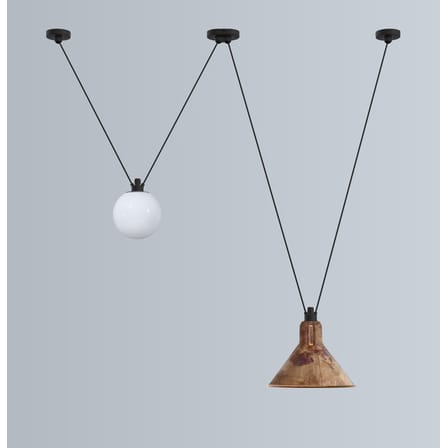 Suspension Acrobate N°324 métal noir / Lampe Gras - 2 abat-jours ronds - DCW éditions