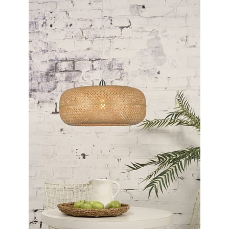 Suspension Palawan fibre végétale beige bois naturel / Bambou - Ø 60 cm - GOOD&MOJO