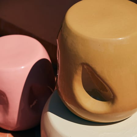 Table d'appoint Currents céramique jaune / Ø 38 x H 38 cm - HK LIVING