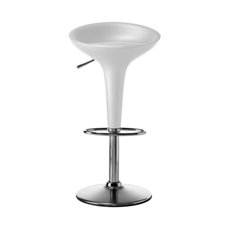 Tabouret haut réglable Bombo métal plastique blanc /Pivotant - H 50 à 73 cm - Magis