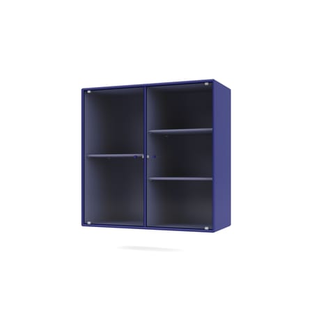 Rangement mural Ripple II bois bleu / Vitrine - L 69.6 x P 30 x H 69,6 cm / Verre ondulé - MONTANA
