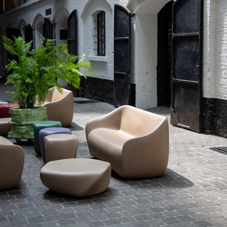 Reborn 2-seater outdoor sofa plastic material beige / L 165 cm - 100% recycled - Slide