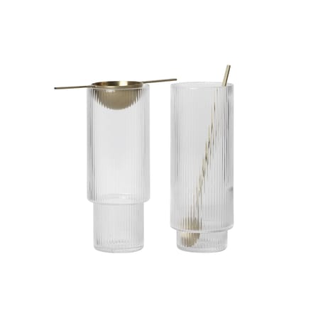 Bicchiere da long drink Ripple vetro trasparente / Set da 4 - Ø 6 x H 14 cm (30 cl) - Ferm Living
