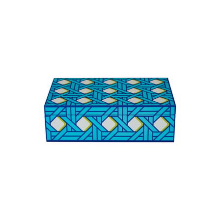 Boîte Basketweave Medium bois bleu / 25 x 15 cm x H 7 cm - Jonathan Adler