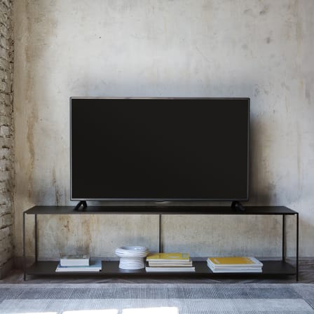 Meuble TV Slim Irony métal noir / Console - L 180 x H 45 cm - Zeus