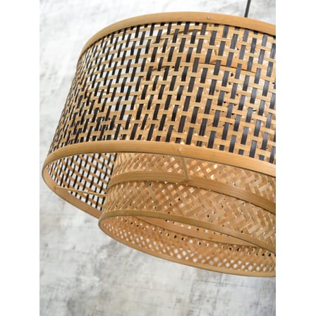 Pendelleuchte Bhutan Large holz natur / Bambus - Ø 50 x H 30 cm - GOOD&MOJO