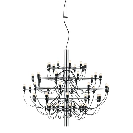Suspension 2097 gris argent métal / 50 ampoules dépolies INCLUSES - Ø 100 cm/ Gino Sarfatti, 1958 - Flos