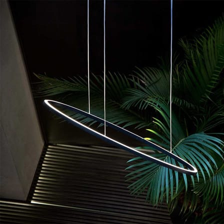 Suspension Ellisse Major LED métal or / 135 x 70 cm - Lumière vers le haut 2700K - Nemo