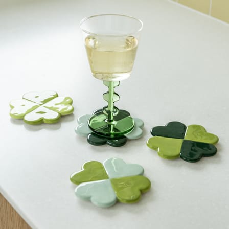 Verre à vin Petal verre vert / Set de 2 - & klevering