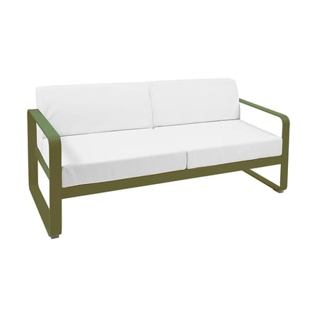 Gartensofa 2-Sitzer Bellevie metall textil grün / B 160 cm - Stoff Grauweiß - Fermob