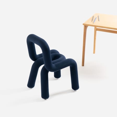 Chaise enfant Mini Bold tissu bleu foncé / Rembourrée - Moustache