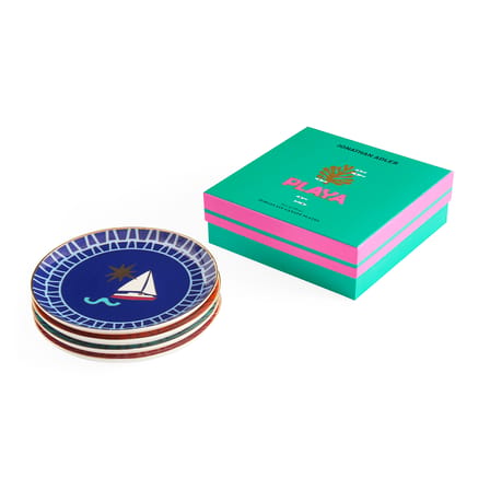 Playa Dessert plate ceramic multicoloured / Set of 4 - Ø 16.5 cm - Jonathan Adler