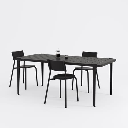 Midi Rectangular table metal black / 190 x 90 cm - 8 people - TIPTOE