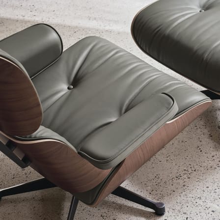 Set poltrona e poggiapiedi Lounge Chair & Ottoman pelle verde / Eames (1956) - Vitra