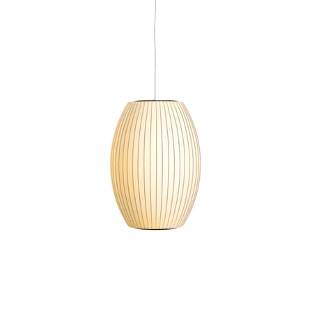 Suspension Bubble Cigar tissu blanc / Small - Motifs verticaux / George Nelson, 1947 - Hay