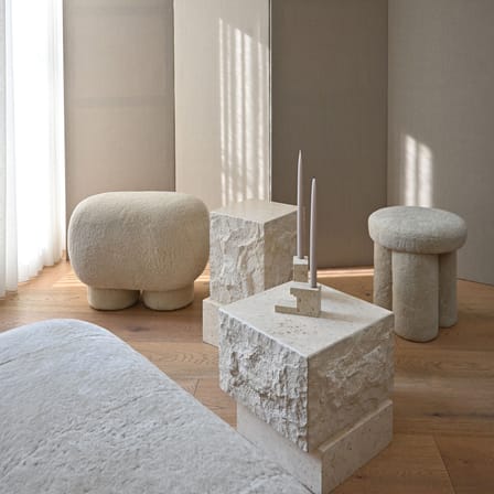 Table d'appoint Temple Low pierre blanc / 40 x 42 x H 35 cm - Calcaire - 101 COPENHAGEN