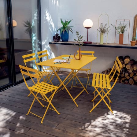 Banquette Bistro métal jaune / Pliante - 2 places / L 88 cm - Fermob