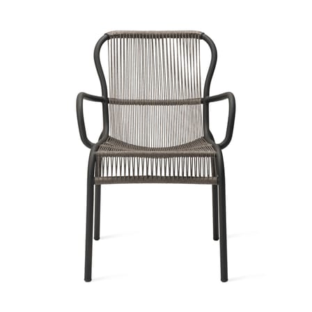 Fauteuil de repas empilable Loop tissu gris / Corde polypropylène tissée main / Seconde vie - Vincent Sheppard
