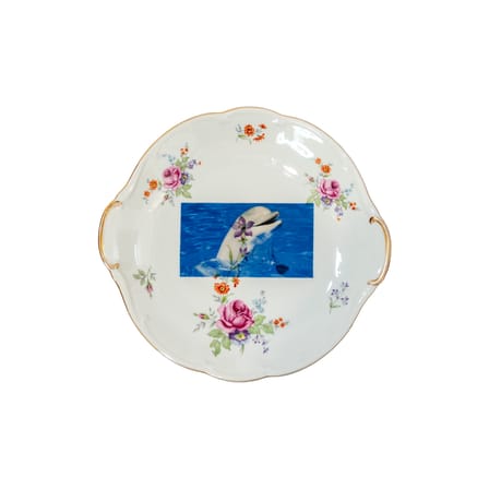 Plat 04,91_Tableware / Dauphin - Chiné et sérigraphié / Pièce unique - MARION MAILAENDER