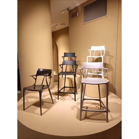 Tabouret de bar A.I plastique blanc / 75 cm - Conçu par intelligence artificielle - Recyclé - Kartell