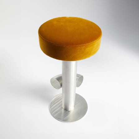Tabouret de bar rembourré Bar métal jaune / H 75 cm - Assise velours - Axel Chay