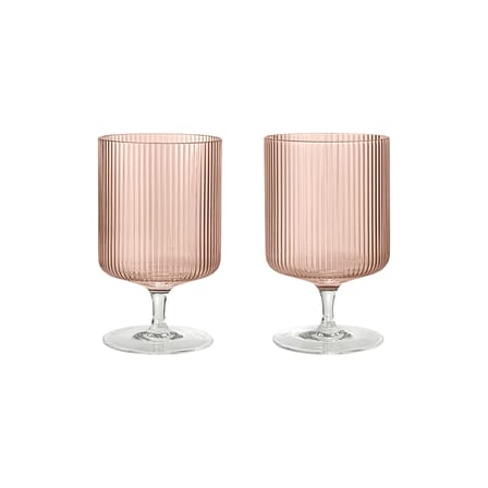 Set de 2 verres à vin Ripple verre rose / 27 cl - Ferm Living