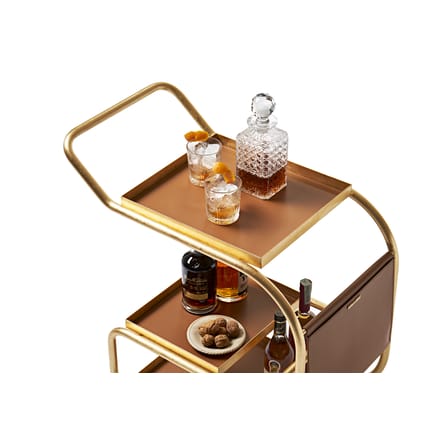 Desserte Zenzero métal cuir marron or / cuir recyclé - Opinion Ciatti