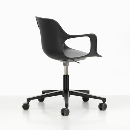 Fauteuil à roulettes HAL RE Armchair Studio plastique noir / Recyclé - Vitra