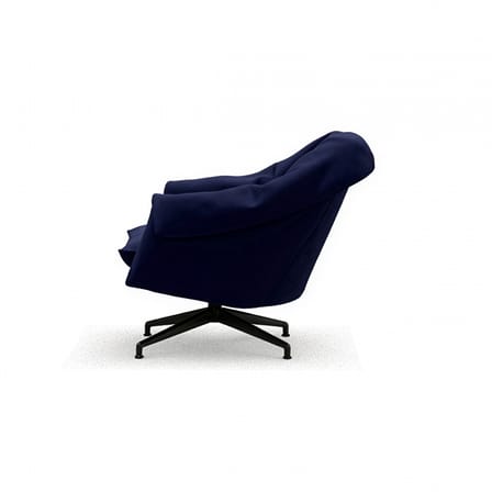 Fauteuil pivotant Bascule Lowback tissu bleu / Mécanisme d’inclinaison - Piètement 4 branches - Vitra