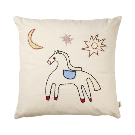 Kissen Naive Horse textil weiß / 40 x 40 cm - Handbestickt - Ferm Living