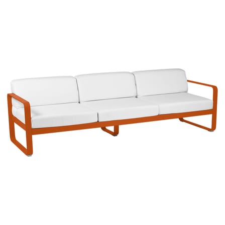 Divano da giardino a 3 posti Bellevie metallo arancione / L 235 cm - Tessuto Grigio Talpa - Fermob