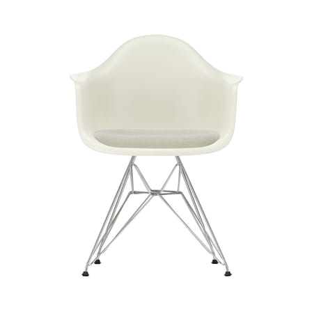 Fauteuil RE DAR - Eames Plastic Armchair plastique gris / (1950) - Pieds chromés - Assise rembourrée / Recyclé - Vitra