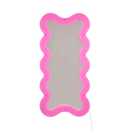Miroir lumineux avec prise Supercurve - Tall plastique rose / LED - L 90 x H 185 cm - Seletti