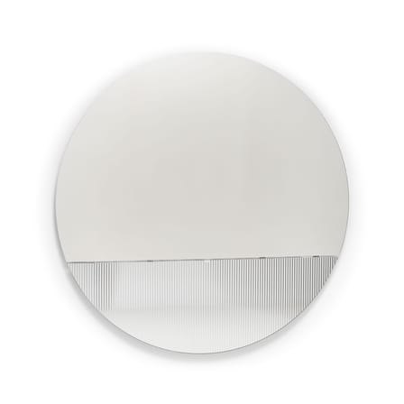 Miroir mural Brame verre bois argent / Console - Plateau rabattable - Ø 150 x P 47 cm - Mogg