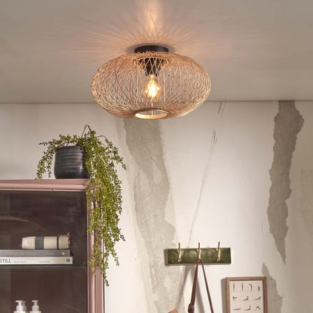 Plafonnier Cango fibre végétale bois beige / bambou / Ø 40 cm - GOOD&MOJO