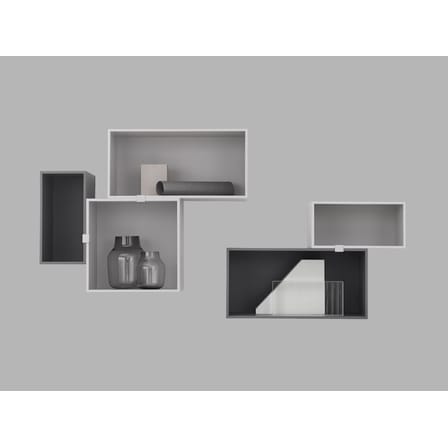 Regal Mini Stacked holz grau / Größe L - rechteckig - 49 x 24 cm / mit Rückwand - Muuto
