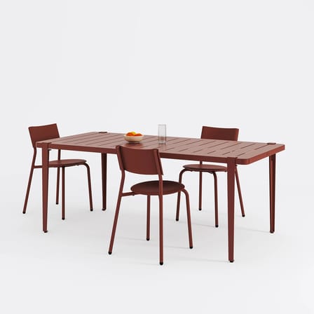Table rectangulaire Midi métal rouge / 190 x 90 cm - 8 personnes - TIPTOE