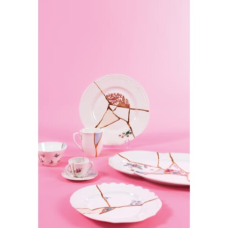Assiette à dessert Kintsugi céramique blanc / or fin - Seletti