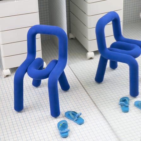 Chaise enfant Mini Bold tissu bleu / Rembourrée - Moustache